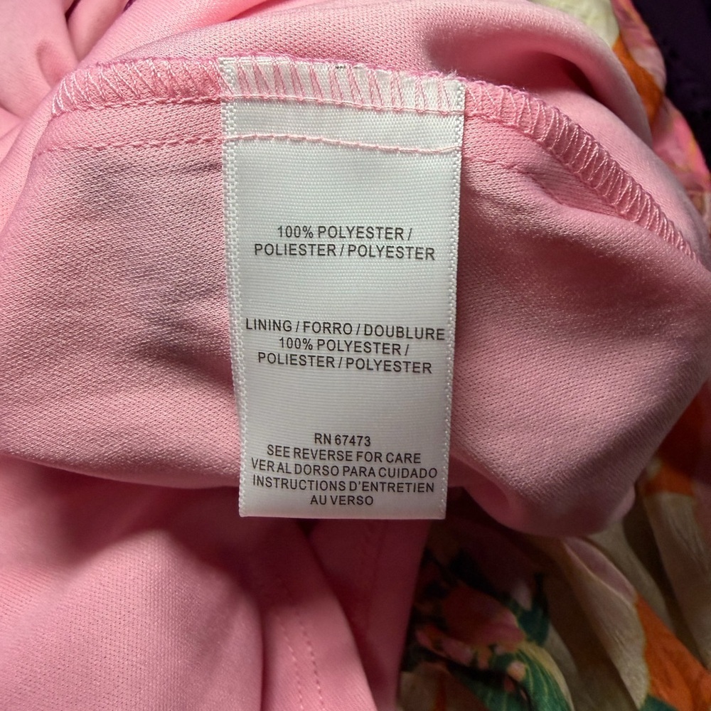 NWT Taylor Garden Botanical Pink Dahlia Faux Wrap w/ Tie Cottagecore Dress  8 - Picture 5 of 6